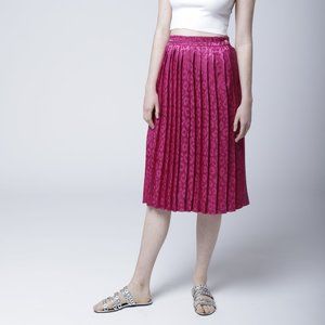 Handmade Midi Pleated skirt in animal print pink